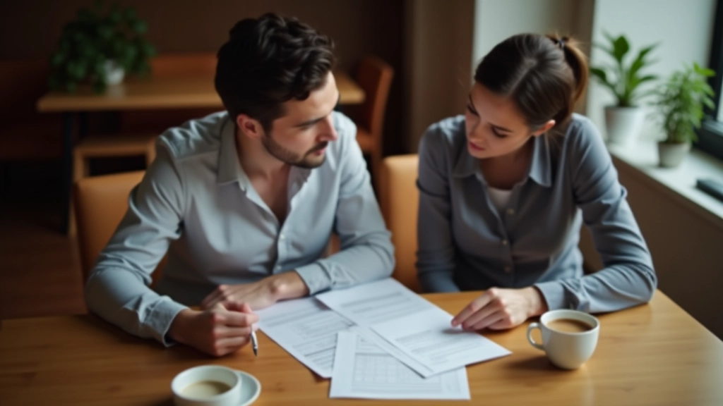 Hands of two people reviewing documents together on a table with coffee, collaborative moment of planning